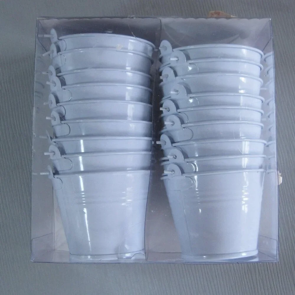 18 Pcs White metal Bucket Party Favors Buckets Garden Planters